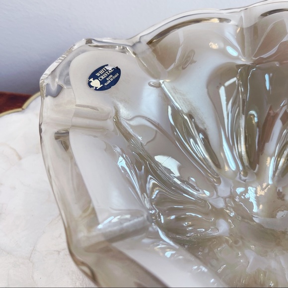 Murano Handblown Crystal Glass Smoky Brown Art Glass Bowl Decor with Tag - Picture 6 of 13